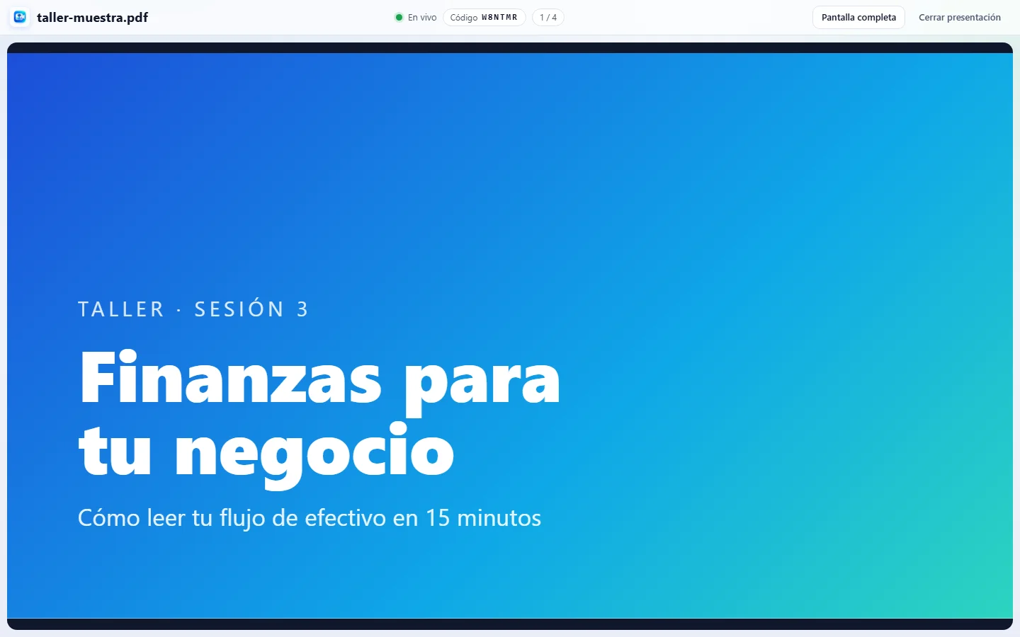 Una presentación en pantalla completa en la PC